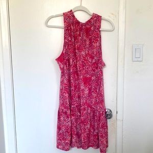 Banana Republic pink with blue and white dots sleeveless mini dress size XL